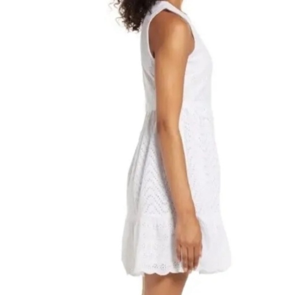Vineyard Vines White Eyelet Ruffle Bottom Fit N Flare Allamanda Dress—2 - Picture 8 of 15